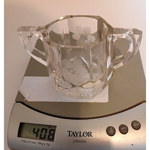 Vintage Glass Crystal ? Sugar Candy Nut Condiment Dish Bowl Double Handle - Picture 6 of 9